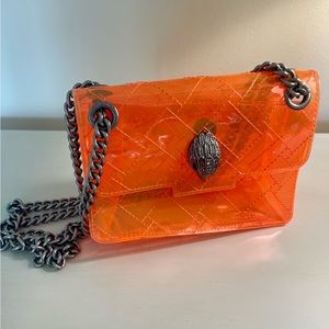 KURT GEIGER LONDON Mini Kensington Orange Vinyl Crossbody. Very good condition.